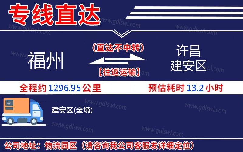 福州到許昌建安區(qū)物流公司