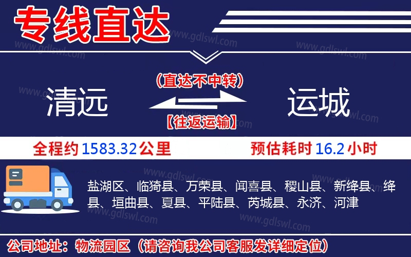 清遠(yuǎn)到運城物流公司